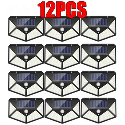 Enhanced Solar Street Light - Outdoor Solar Wall Lamp with PIR Motion Sensor for Garden Courtyard Lighting (12Pcs - 100LED)
