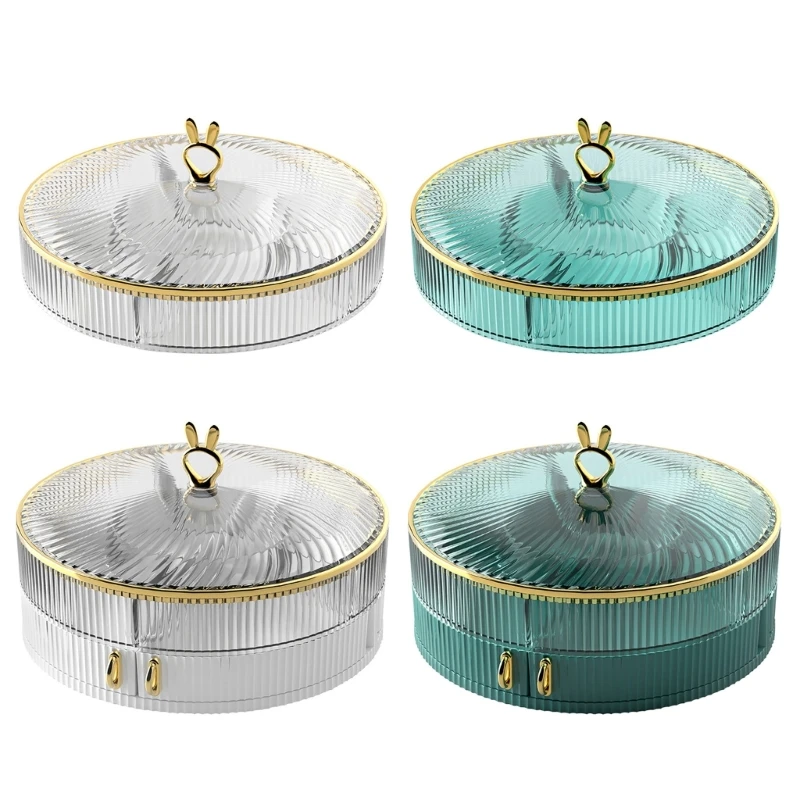 

Snack Serving Tray, 11" Appetizer Tray with Lid, Round Plastic Food Storage