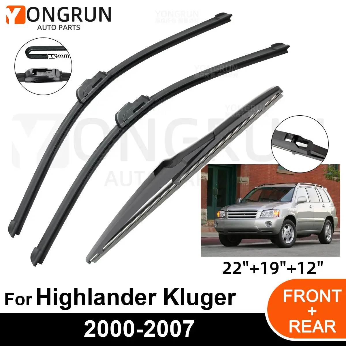 

Щетка стеклоочистителя для Toyota Highlander Kluger XU20 2000-2007, 3 шт.