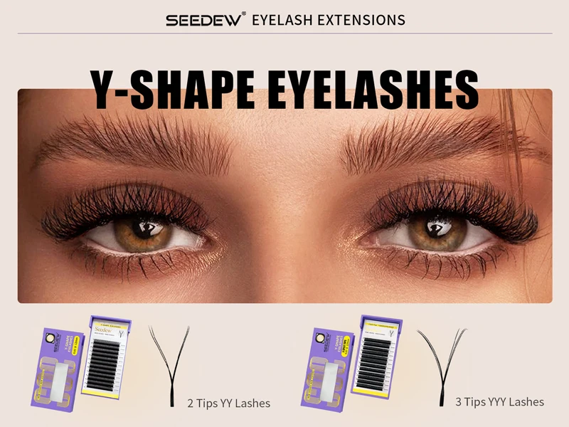 Description Picture 2 of itemSEEDEW YY Shape Eyelash Extension C/D Curl Natural Soft Volume Lashes 0.05/0.07mm Two Tips Y-Shaped False Eyelashes