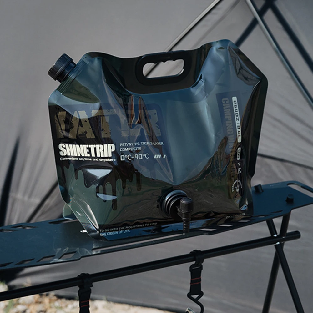 8L Camping Water Bag Multipurpose Folding Water Bucket No Leakage Collapsible Pouch with Faucet for Hiking Picnic