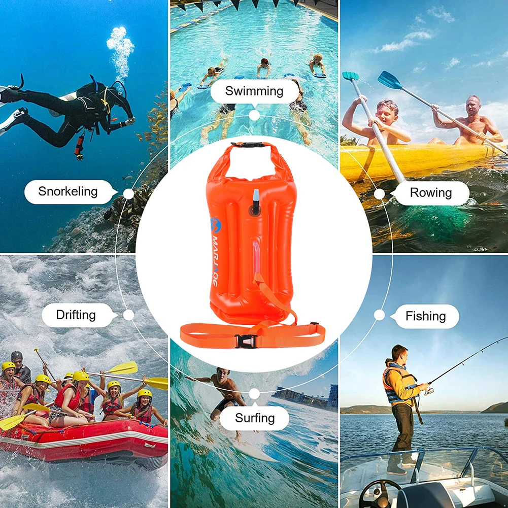 20L Inflatable Waterproof Tow Float Bag with Adjustable Waist Belt Perfect for Boating Fishing and Camping Safety