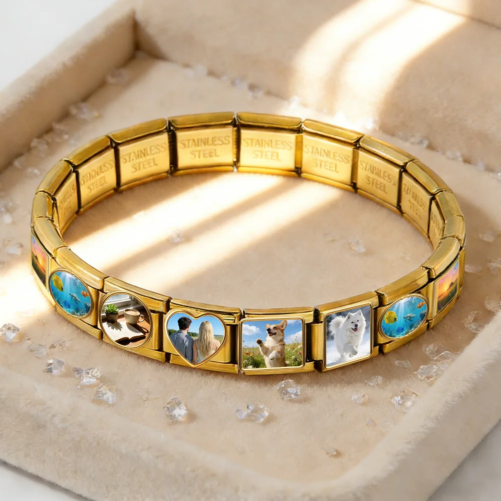 GEMOSA Damen- und Herrenarmbänder, schlicht, verschiedene Formen, italienische Gliederkette, passend für 9 mm Charm-Schmuck, Edelstahlperlen, Zubehör zum Selbermachen – Detail 2