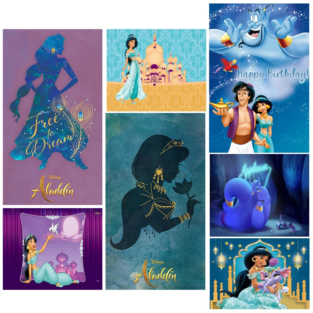 

New Disney Jasmine Theme Birthday Party Photography Decoration Background Customized Items Props Baby Shower Little Girl Gift