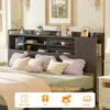 King Bed Frame with Headboard, King Size Metal Platform Bed Frame with Reversible Storage Bookcase Headboard,Noise Free, Black 6