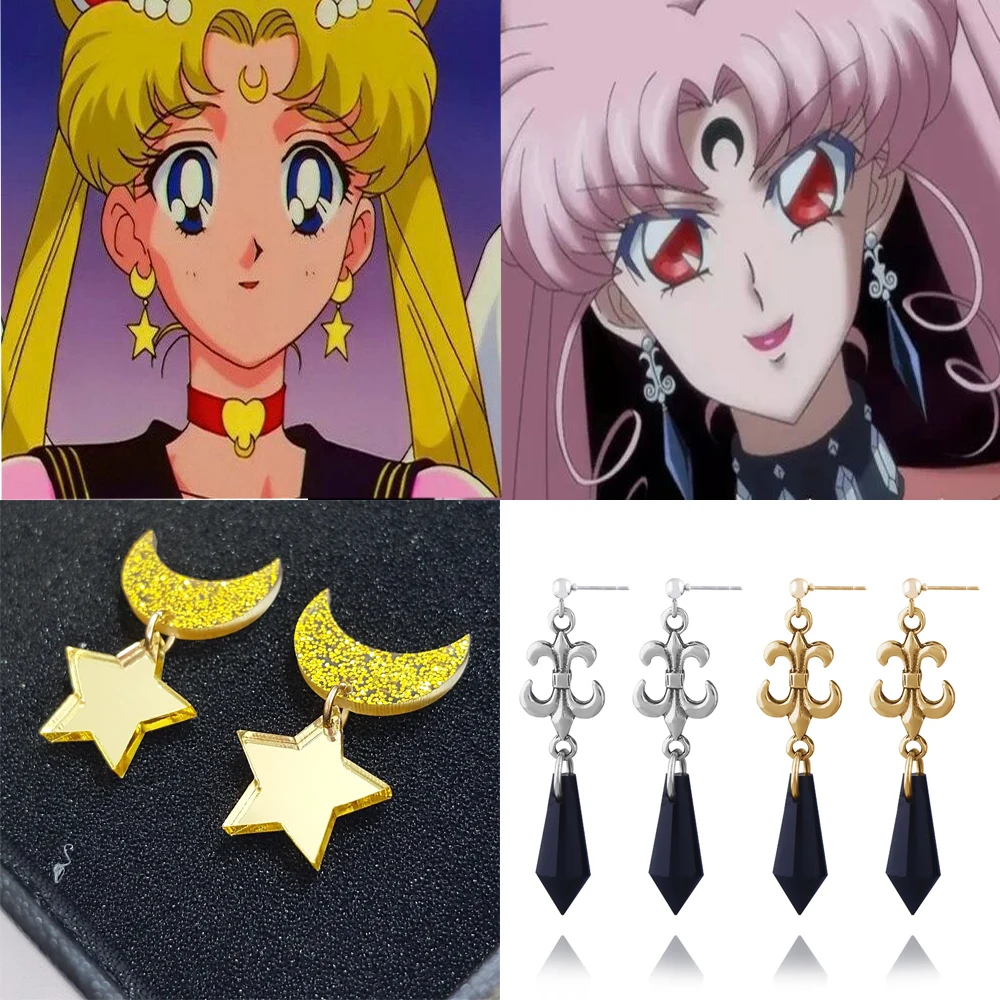 Anime Periferiche Black Lady Evil Black Crystal Tsuking Usagi Cosplay Orecchini Darkmoon Kingdom Genshin Impact Jewelry Per Le Donne