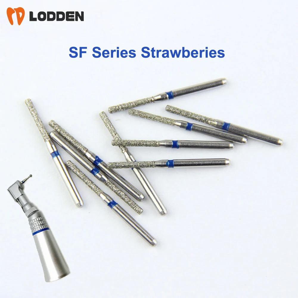 10pcs SF Dental Diamond Bur Series Flat End Cylinder FG Drills for High Speed Handpiece Polishing Whitening Tools Dental Burs