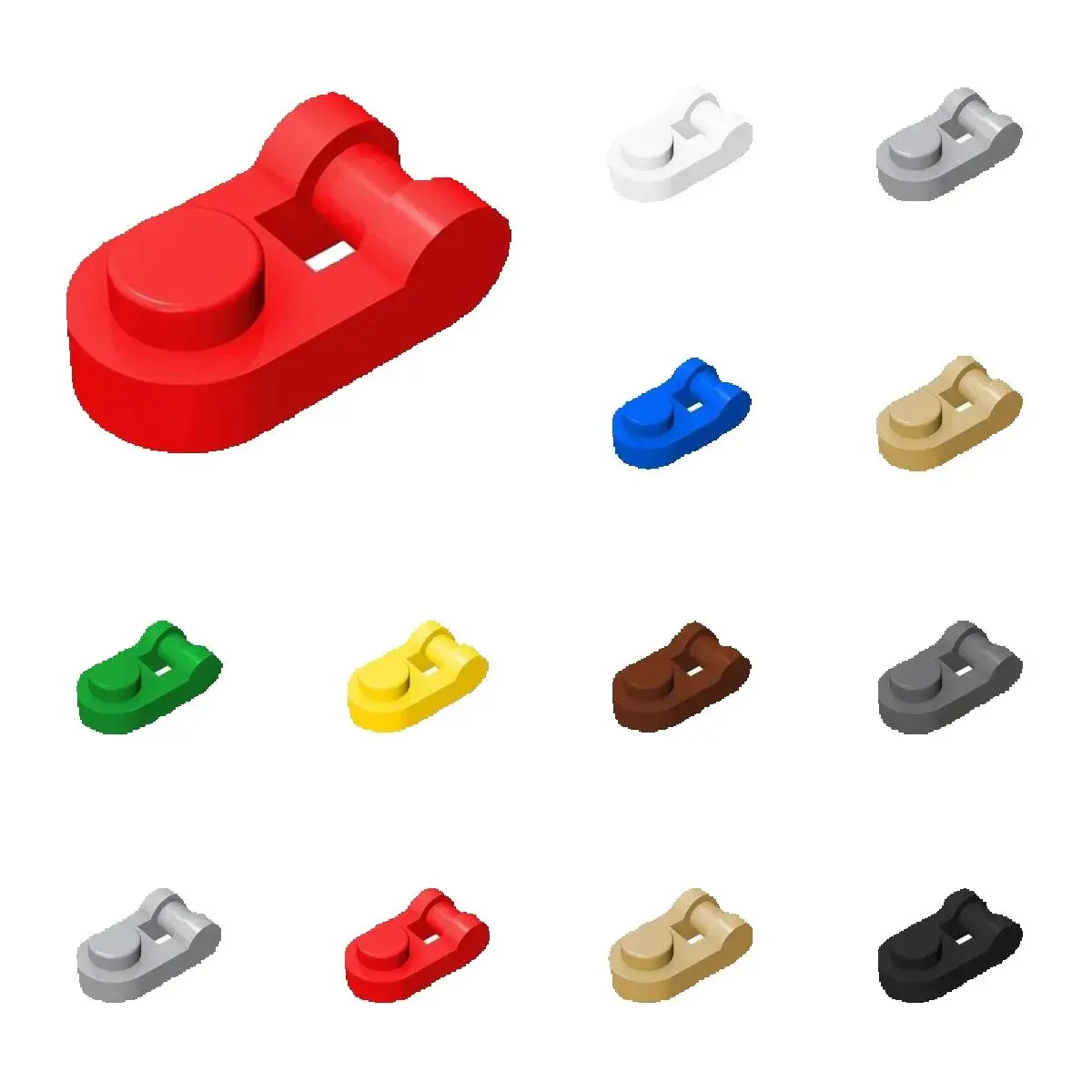 50 Stück 26047 Spezialplatte 1 x 1 abgerundet mit Griff Bausteine Spielzeug für Kinder Kompatibel Lehrreich Kreativ Größe DIY MO