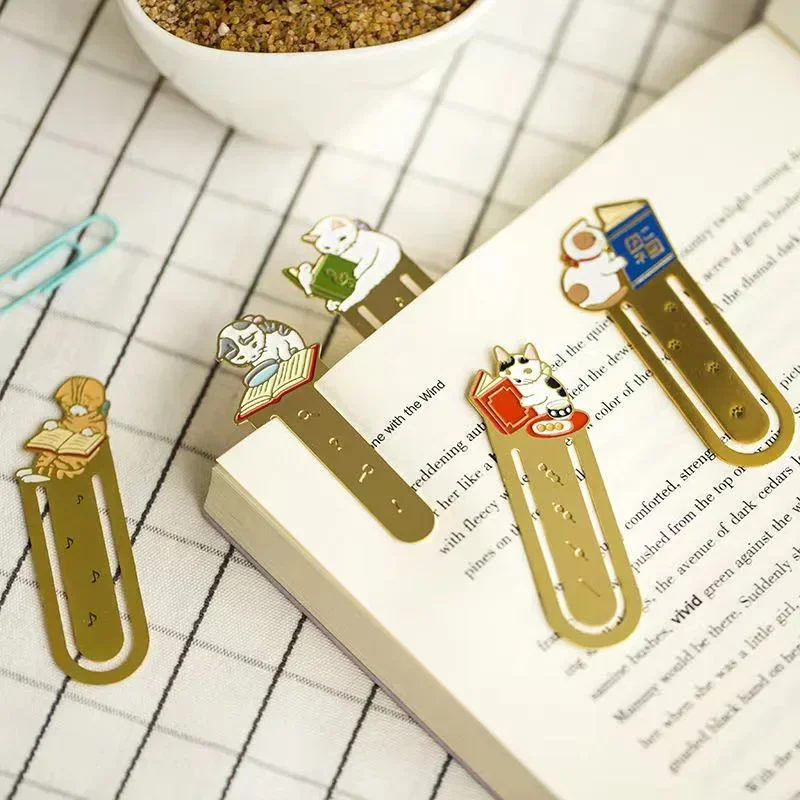 Cartoon Cat Metal Bookmarks Book Clips Kawaii Book Page Holder Korean Stationery Reading Tools School Office Supplies metal bookmark animal bookmark bookmark page holder bookmark holder bookmarks stationery supplies