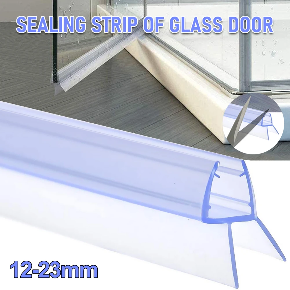 2pc 50cm+50cm Transparent Shower Screen Seal Anti-skid Clip Wind Water Resistant Seal For 4-6mm Glass Gap Bathroom Accessories