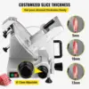 Commercial Meat Slicer, 200W Electric Deli Food Slicer, 1200RPM Meat Slicer with 8.7“ Chromium-plated Steel Blade, 0-12mm Adjust 4