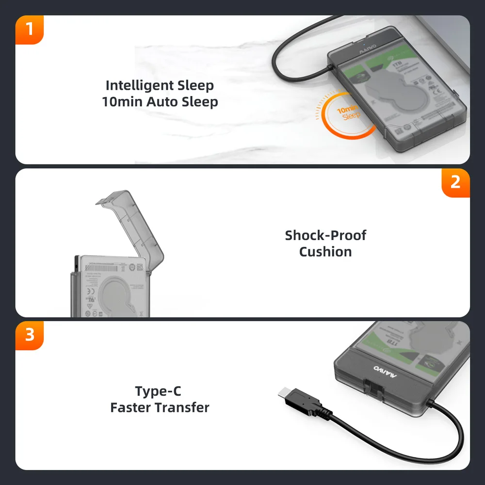 2.5-inch USB3.0 HDD Case Laptop Hard Drive External Box SSD Solid State Mechanical SATA Serial Port Hard Drive Box for PC solid state drive external hard drive external hard drive case ssd enclosure hard drive enclosure hard disk case external hard drive box hdd case enclosure