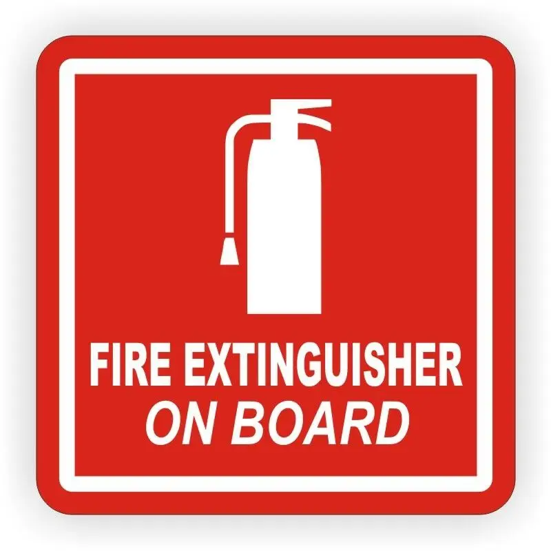 Fire Extinguisher On Board Vinyl Decal / Warehouse Sticker / Label 4x4 Off Road RV Fire fighting facilities