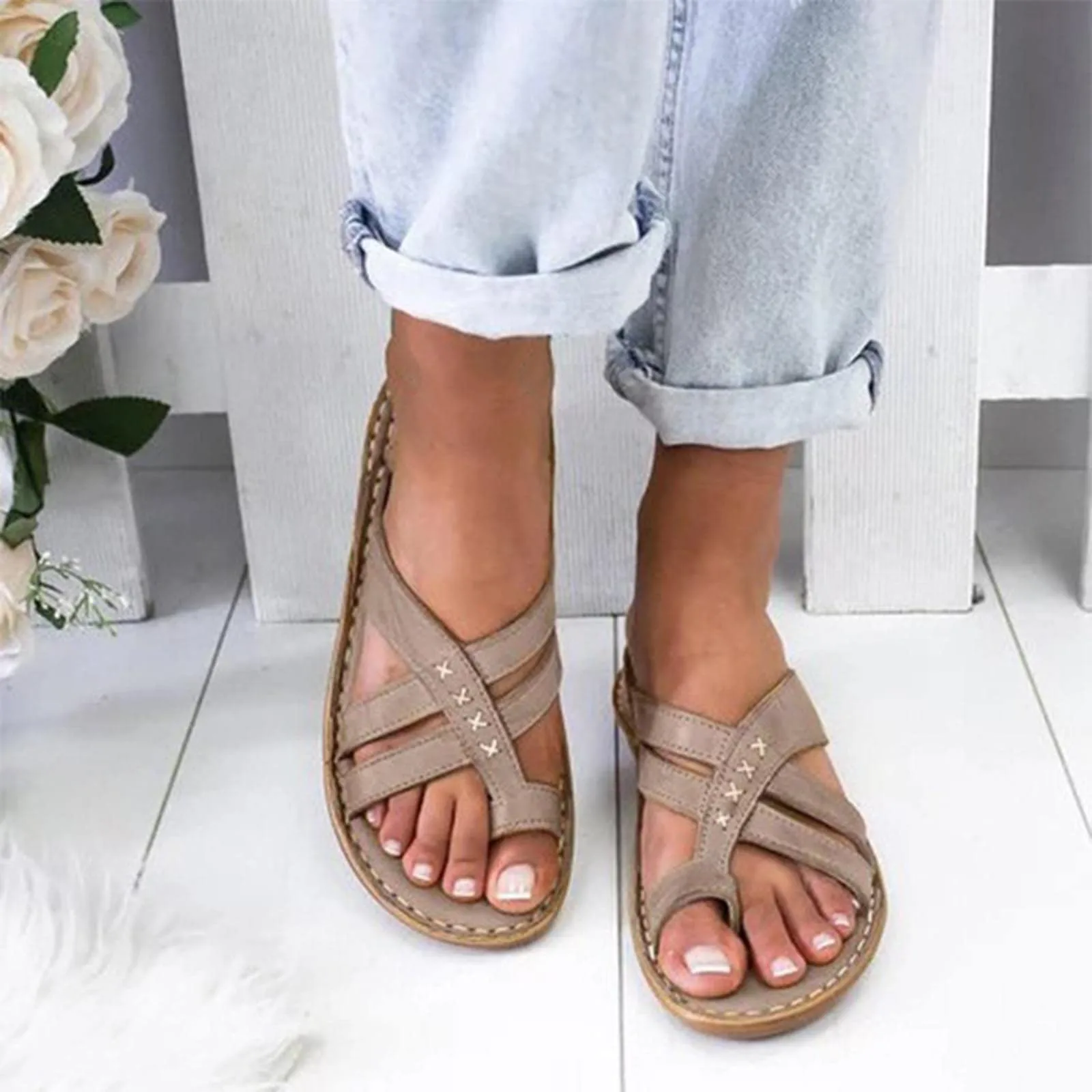 

Women Slippers Summer 2023 Fashion Comfort Plus Size Shoes Ladies Orthopedic Sandals Flip Flops Open Toe Flat Comfortable Summer