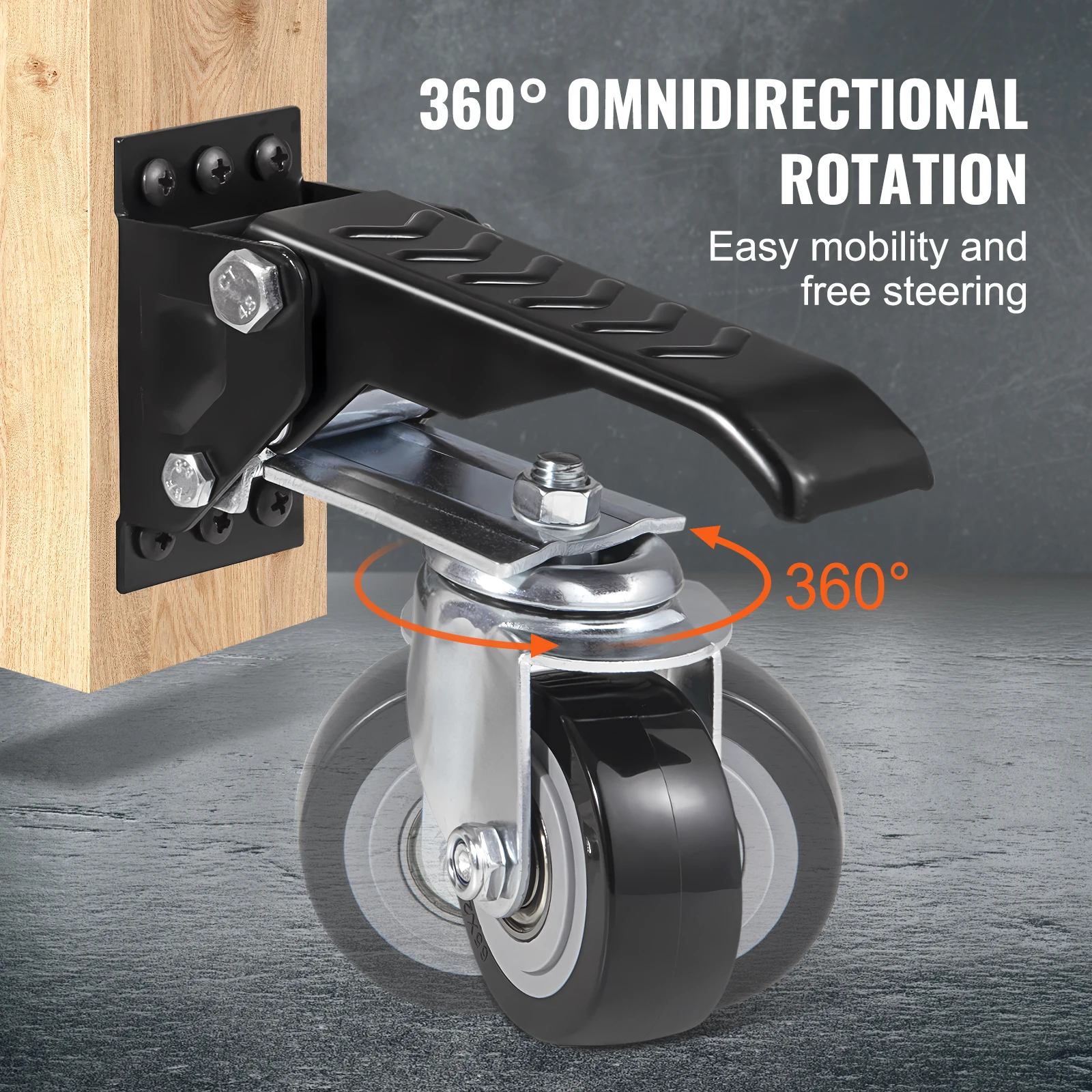 Retractable Workbench Caster Wheels with 360 Swivel for Tables and Equipment