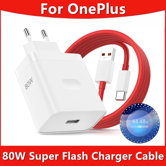 80W SuperVooc Ultra Fast EU Charger For OnePlus 8T 9 10 11 12 Pro 13 Nord 2 2T 3 4 5 CE 3 N200 N300 5G Type C USB Charging Cable 1