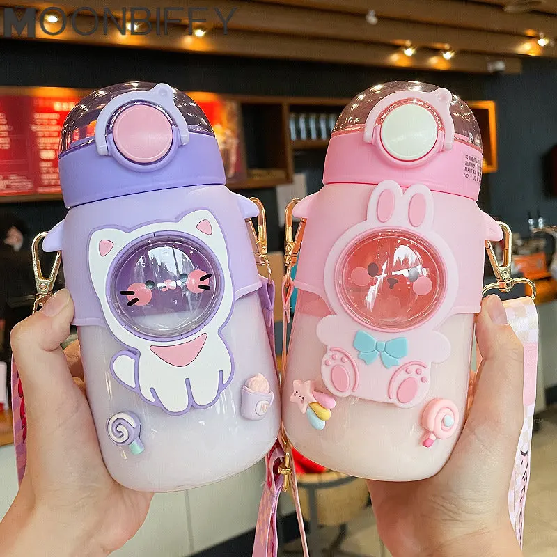 

700ml Kids Water Bottle With Straw for School BPA Free Cute Cartoon Leak Proof Mug Portable Cup Outdoor Travel Drinking Tumbler