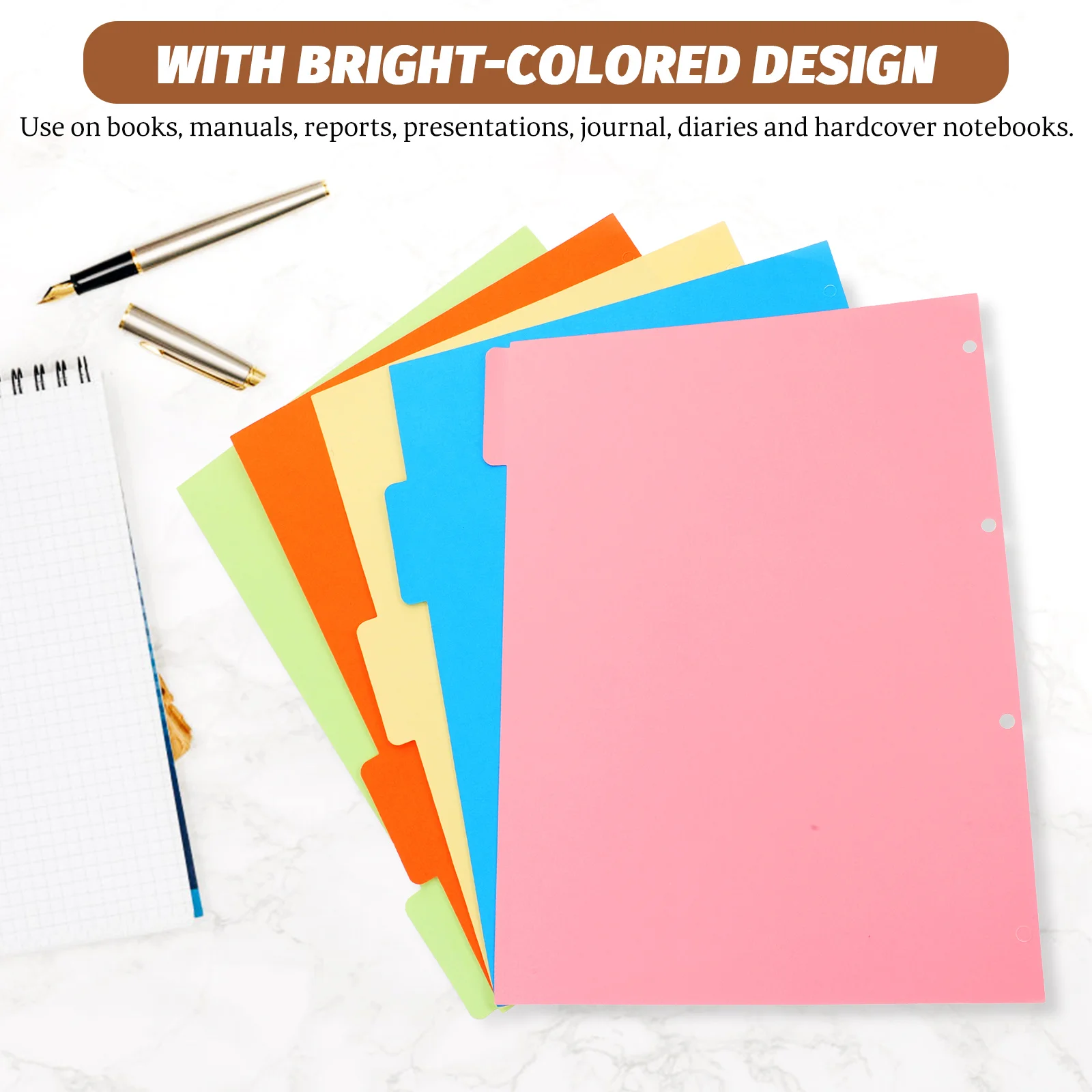

2 Sets Colored Notepad Markerss 4-holes Loose Leaf Notebooks Dividers Practical Notebook Index Pages A4