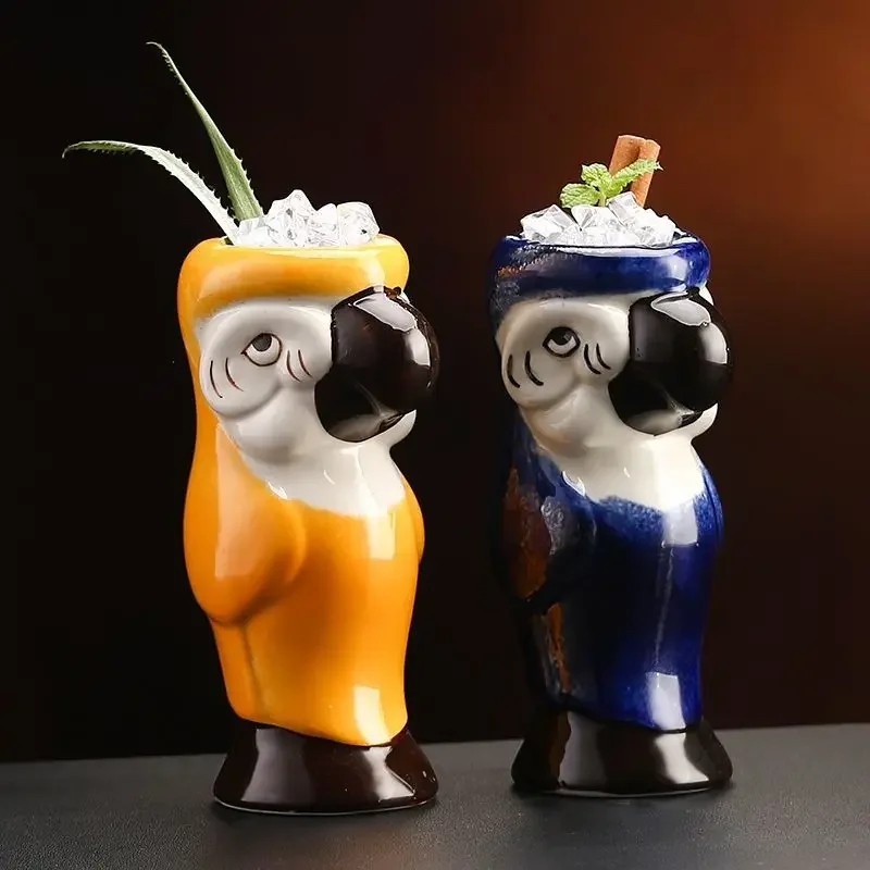 Bar Parrot Tiki Creative Ceramic Foundation Vintage Personalized Hawaiian Cocktail Glass Cup