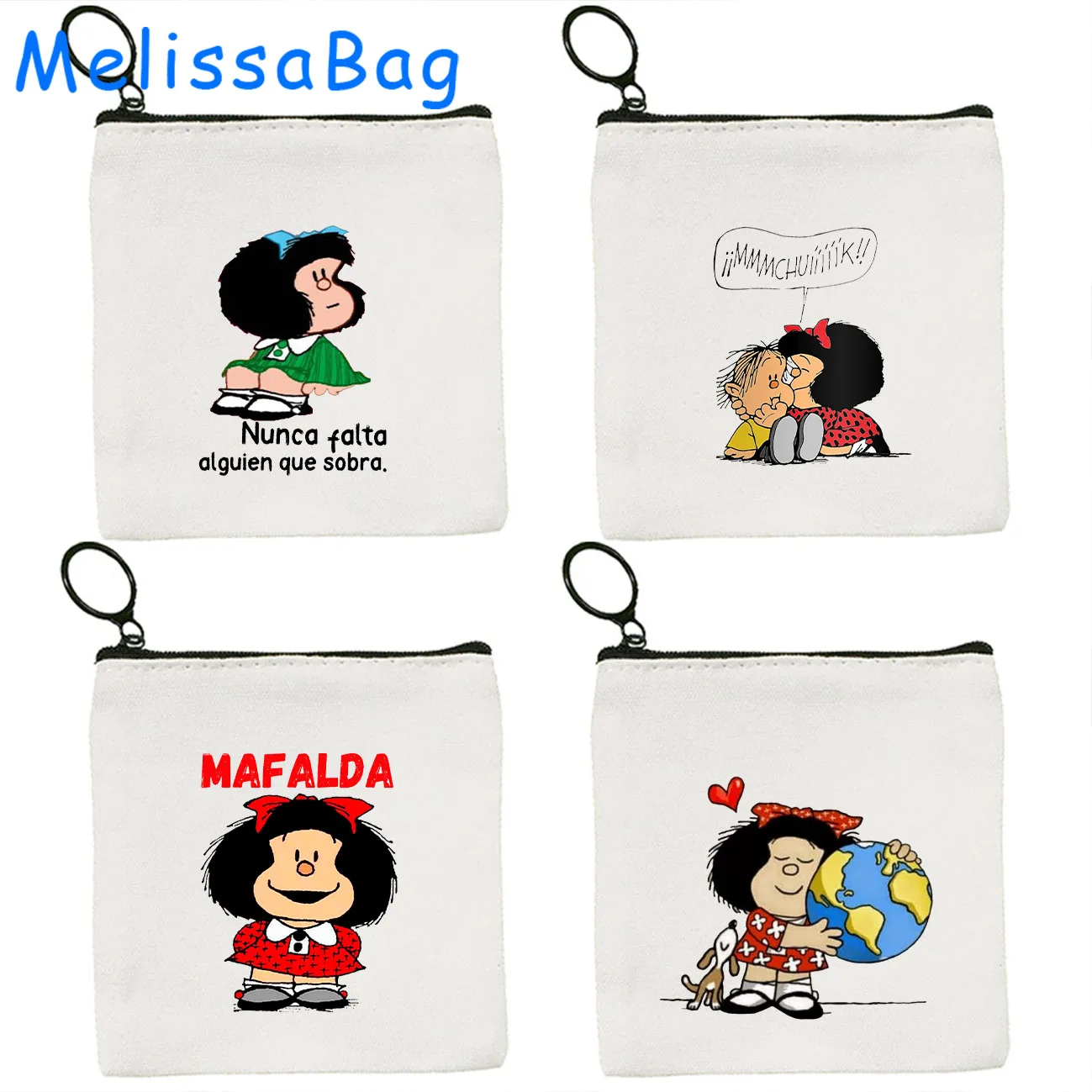 Funny Quotes Mafalda Comics Canvas Coin Purse Key Case Bags