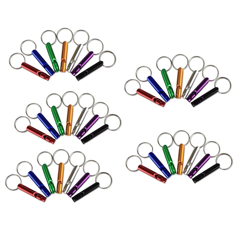 

35 Pieces Emergency Whistle Metal Survival Whistle Hunting Outdoor Training Whistle With Keychain Pet Training Supplies