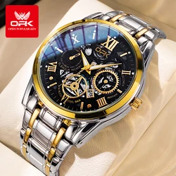 Men's Steel Band Watch with Night Glow and Waterproof Features (Black)