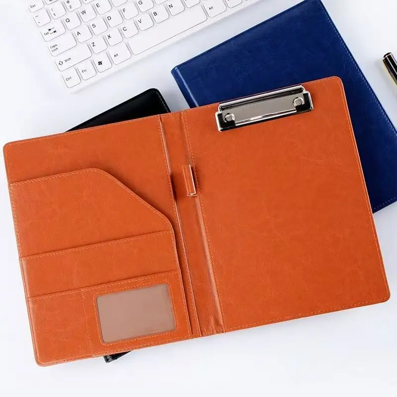 File Folders File Box Organizer A5 File Clipboard Man PU File Folder Portfolio Business Document Holder Metal Clipboard Pad Document Organizer Holder Office