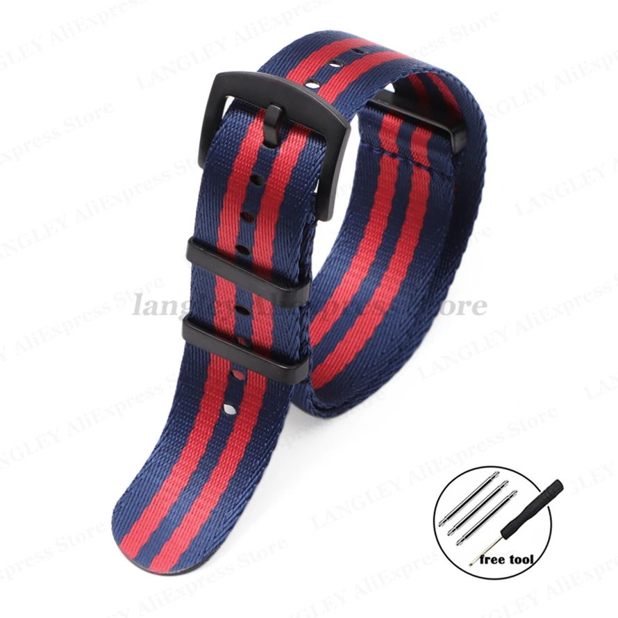 Premium Nylon Watch Strap with Black Ring Buckle - Universal Sports Band