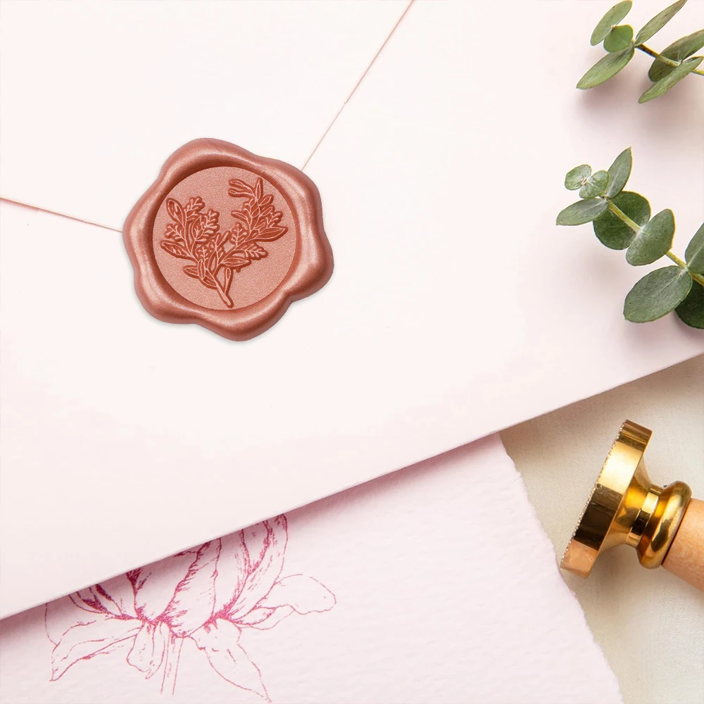 25pcs Wax Seal Stickers Eucalyptus Leafs Pattern Self-Adhesive Stickers for Wedding Invitation Envelope Decor Gifts Card