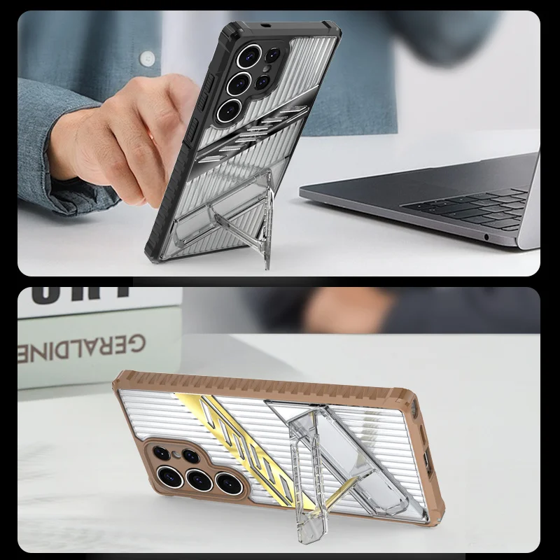 Transparent Armor Phone Case with Kickstand Cover