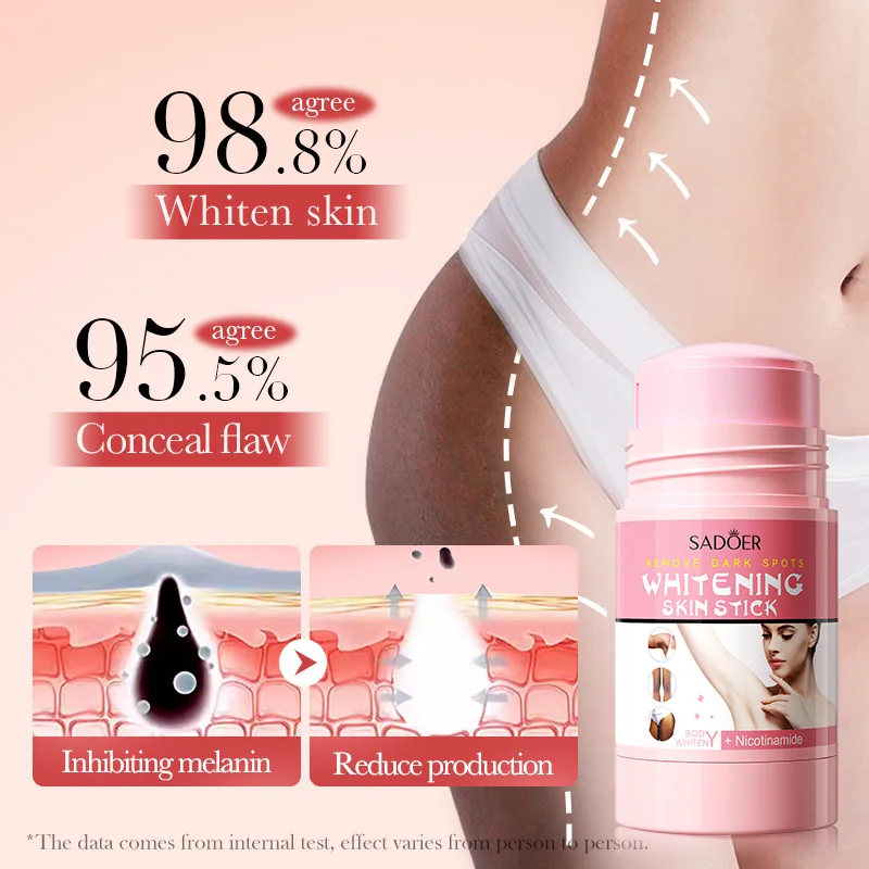 SADOER Niacinamide Vitamin C Body Skin Care Cream Stick Underarm Elbow Knee Private Part Remove Skin Black Solid Creams Stick 4