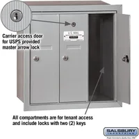 3503ARU Recessed Mounted Vertical Mailbox with 3 Doors and USPS Access, Aluminum 2