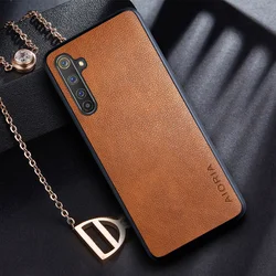 Retro Business Leather-Style Phone Case with Dual-Material Design for Realme 6s (Orange)