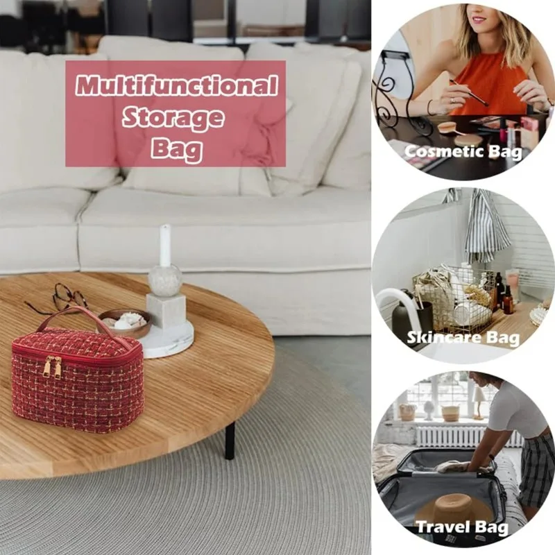 2024 New Women's Bag Knitted Style Makeup Bag Portable Portable Portable Makeup Bag Fashionable Large Storage Bag BX101