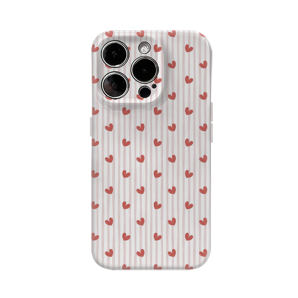 Heart Stripes Double-Layer Phone Case - Must-Have Protective Back Cover