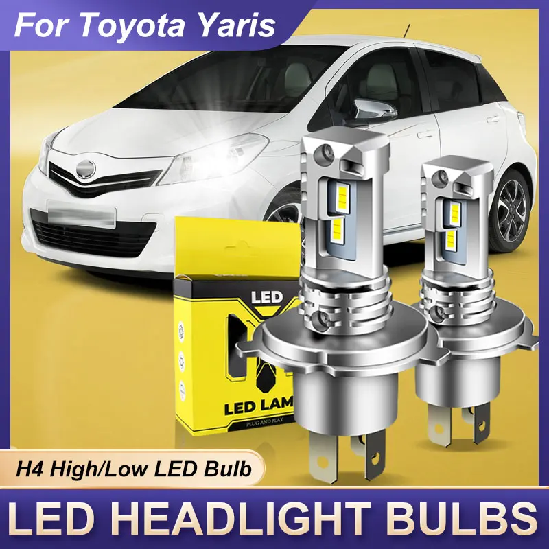 

2pcs LED Headlight High/Low Beam Bulbs H4 9003 HB2 Bright Lamps CANbus 12000lm For Toyota Yaris 2006-2014 White 6000k