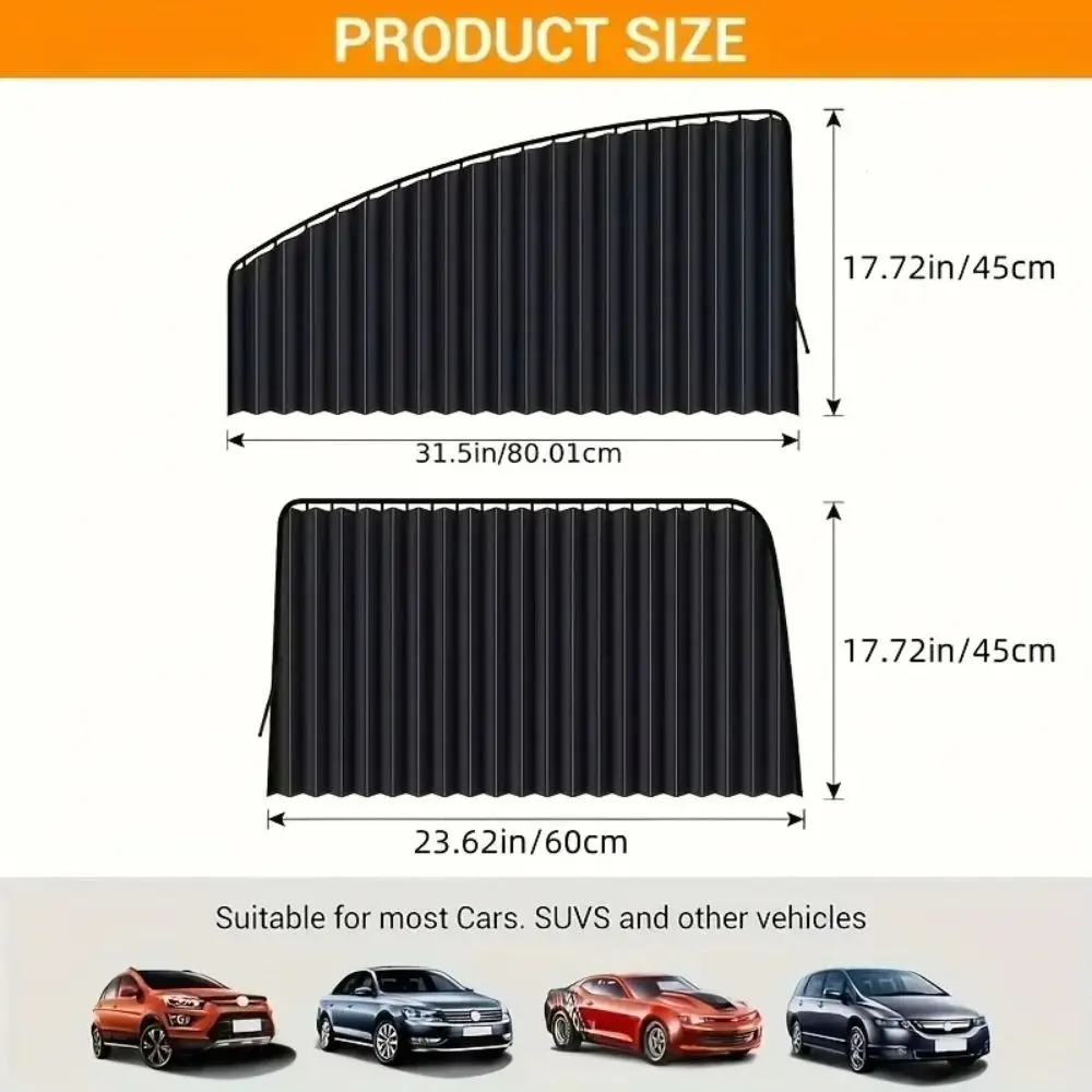 Smooth Sliding Track Car Window Sun Shade - Durable, UV-Protective & Heat-Insulating Fabric