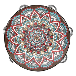 Ancient Style 8 - Inch Handcrafted Solid Wood Tambourine Drum (Tambourine - 9)
