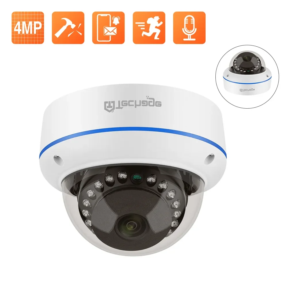 Techage Telecamera Di Sicurezza Poe Da 4Mp Telecamera Ip Cctv Impermeabile Registrazione Audio Visione Notturna Rilevamento Ai Telecamera Di Videosorv