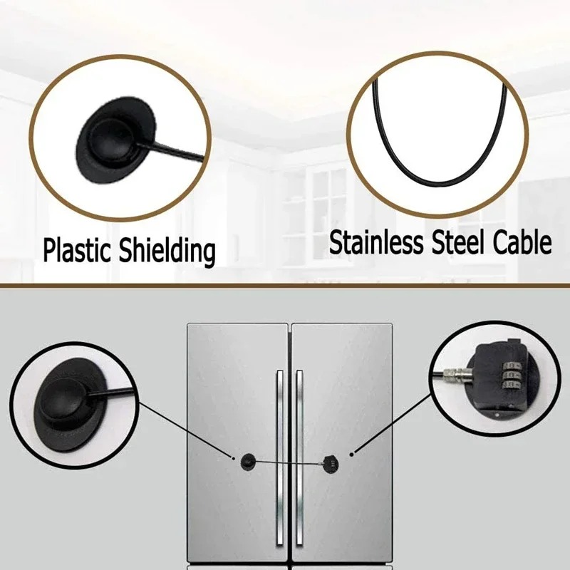 1 pc Adhesive Baby Safety Freezer Lock With Padlock Security Fridge Refrigerators Door Child Proof Window Lock Drawer
