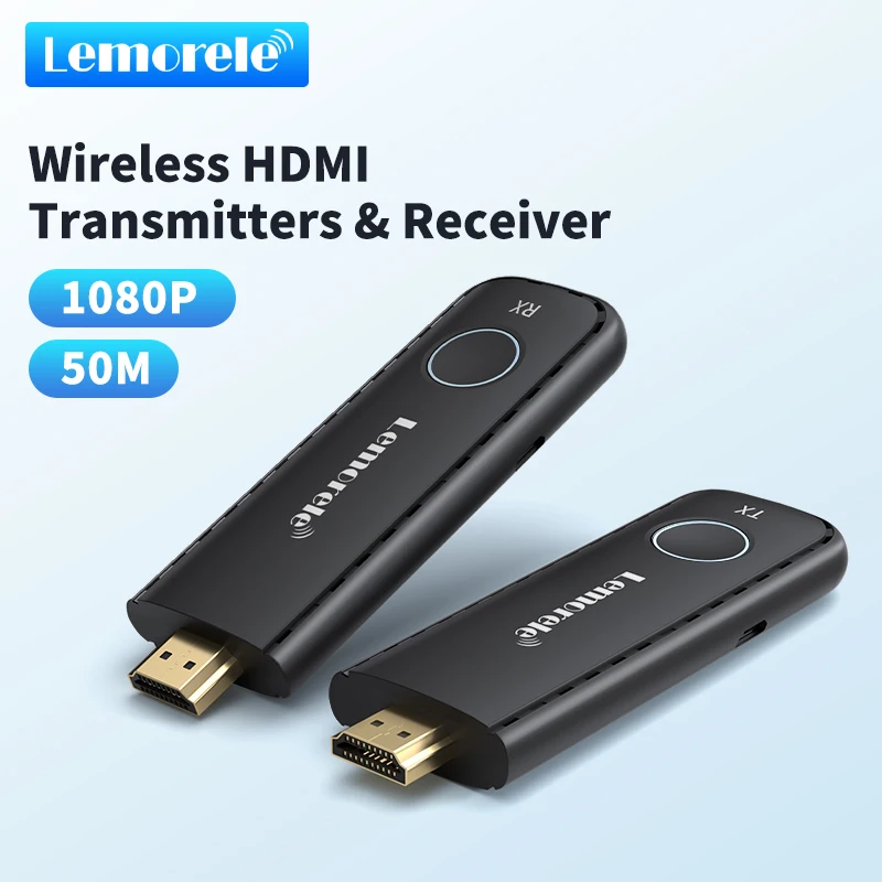 Lemorele 50M 무선 HDMI 송신기 수신기 1080P 디스플레이 동글 익스..