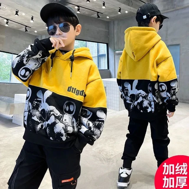 Abrigo con capucha de alta calidad para niños, sudadera informal de  primavera, ropa de algodón de manga larga suelta para niños de 4, 5, 6, 7,  8, 9, 10, 11, 12, 13, 14 años - AliExpress