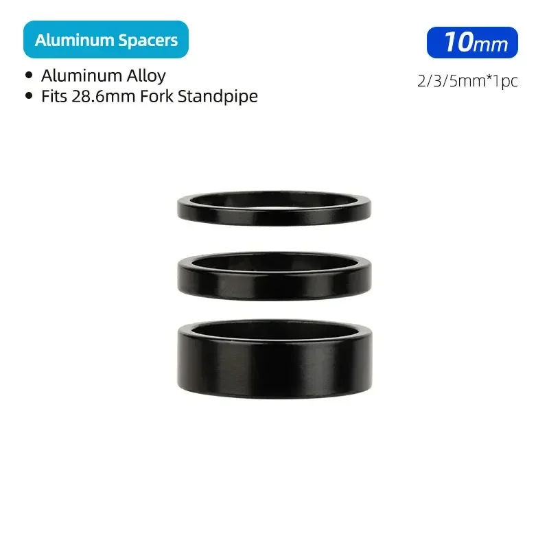 Set Distanziatori Per Manubrio Bicicletta 1 1/8" - 11 Pezzi In Alluminio (2/3/5/10mm) Con Tappo Sterzo E Artiglio Ahead - Per Mountain Bike, Bici Da Strada, BMX