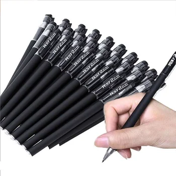 Set di 10 penne gel per studenti, punta a proiettile da 0,5 mm, inchiostro nero, ricaricabili, per scuola, ufficio, cancelleria.