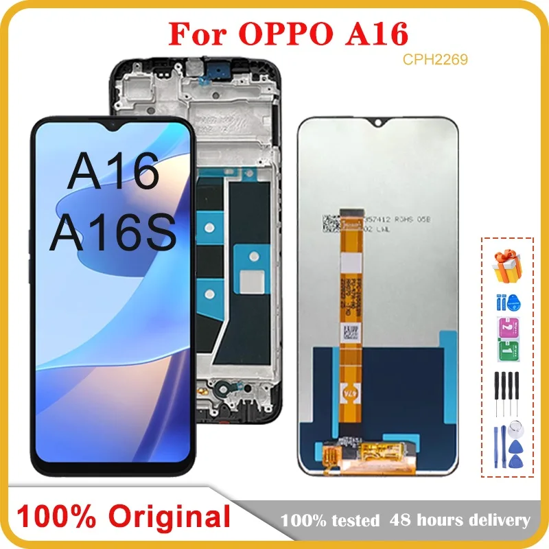 6.52 "Originale Per Oppo A16 Display Lcd Cph2269 Touch Screen Digitizer Assembly Sostituzione Per A16S Cph2271 Display Parti Di Riparazione