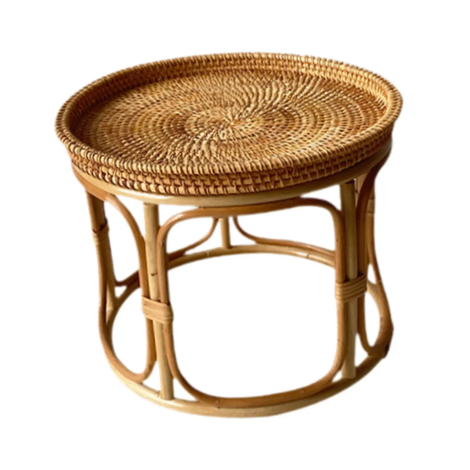 Rattan Side Table Home Decor Ornament NightStand for Farmhouse Proch Balcony