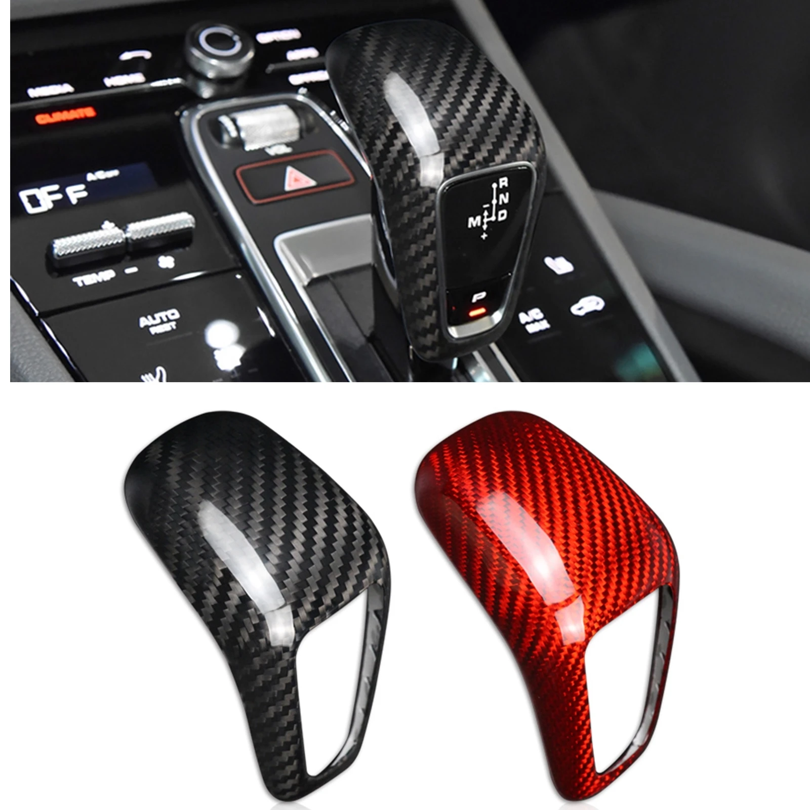 

For Porsche Cayenne 2019-2022 NEW Black Carbon Fiber Gear Shift Knob Cover Trim