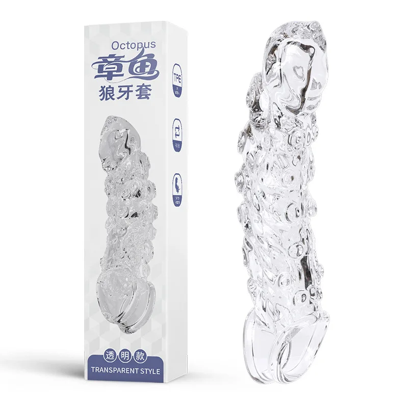 Bullet Vibrator Ring Clear Cock Ring Extender Reusable Penis Sleeve Enlargement for Couples Vibrating Dildo Sex Toys Men 18+