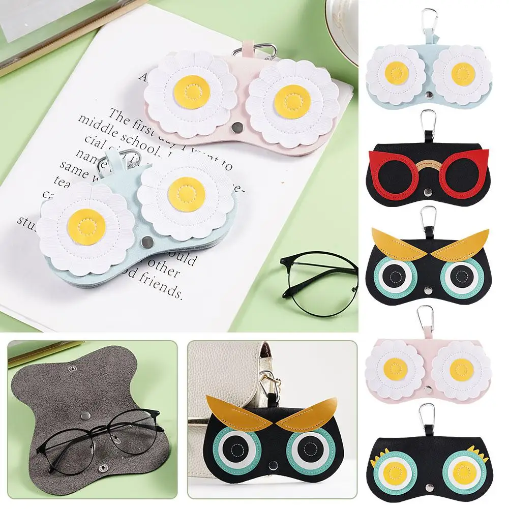

Owls Cartoon Glasses Case Women's Eyewear Case Portable Reading Cute Organizer Sunglasses Protective Storage Box Glasses