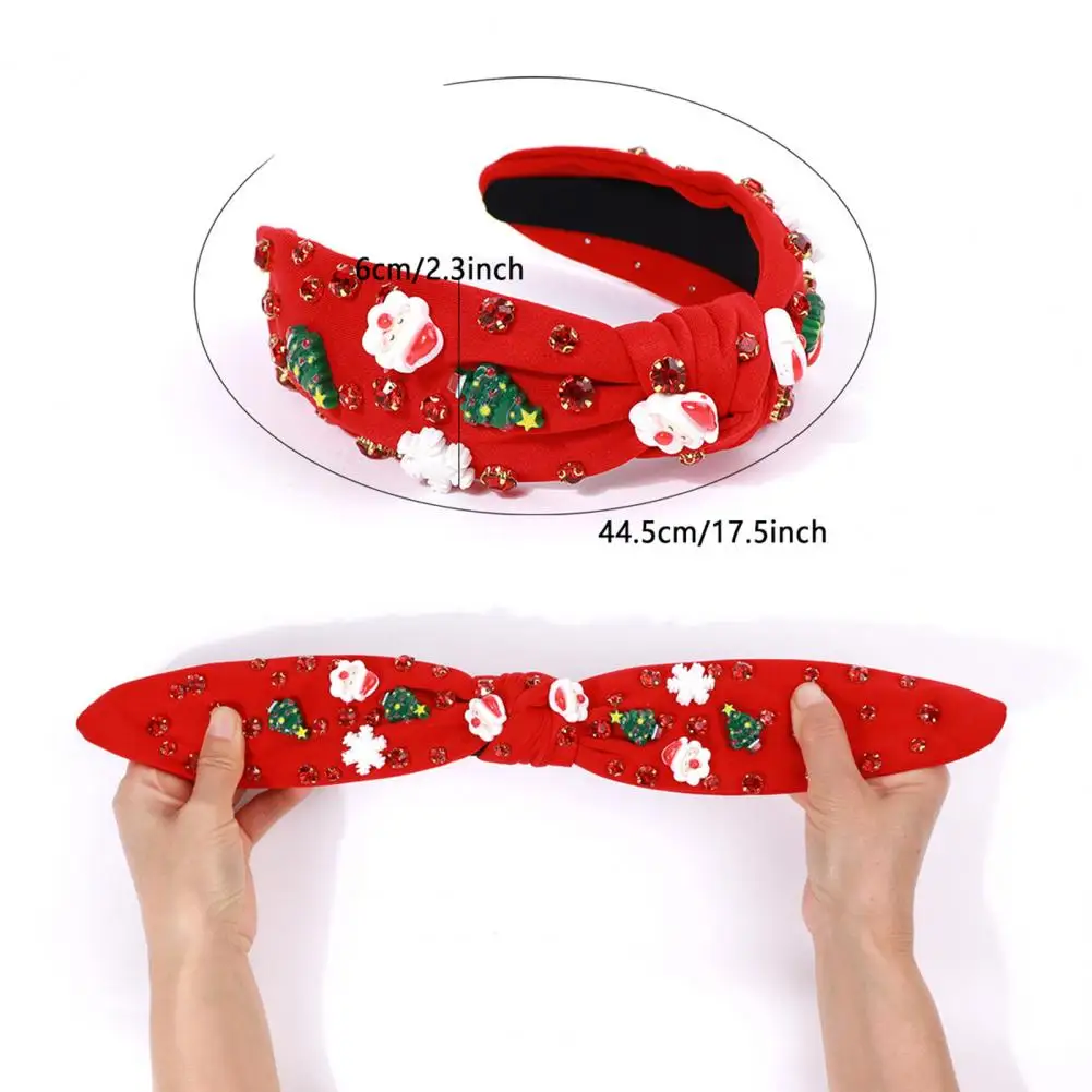 Christmas Headband Women Christmas Tree Headband Rhinestones Lightweight Festive New Year Hair Accessory for Parties